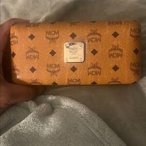 MCM Tan Visetos Logo Wallet